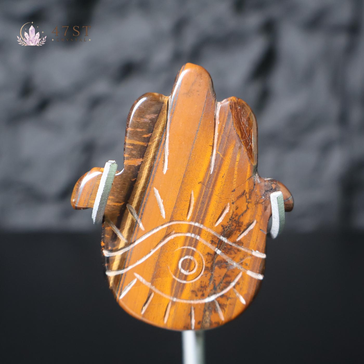Tiger Eye Hamsa Hand