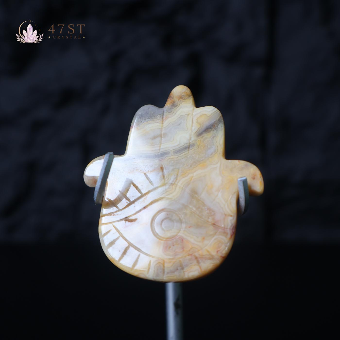 Crazy Lace Agate Hamsa Hand