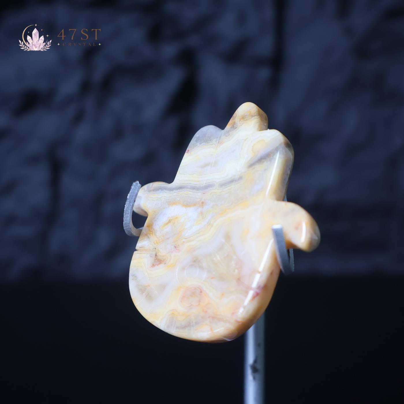 Crazy Lace Agate Hamsa Hand