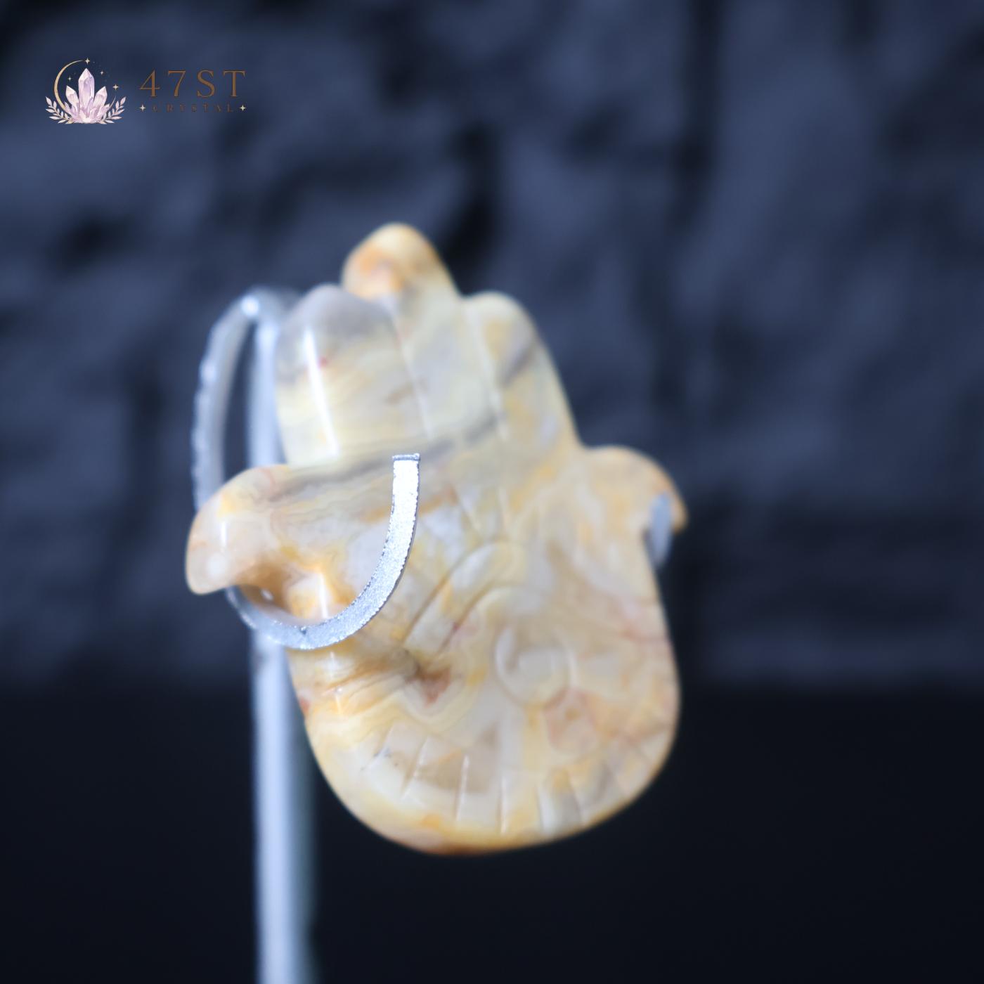 Crazy Lace Agate Hamsa Hand