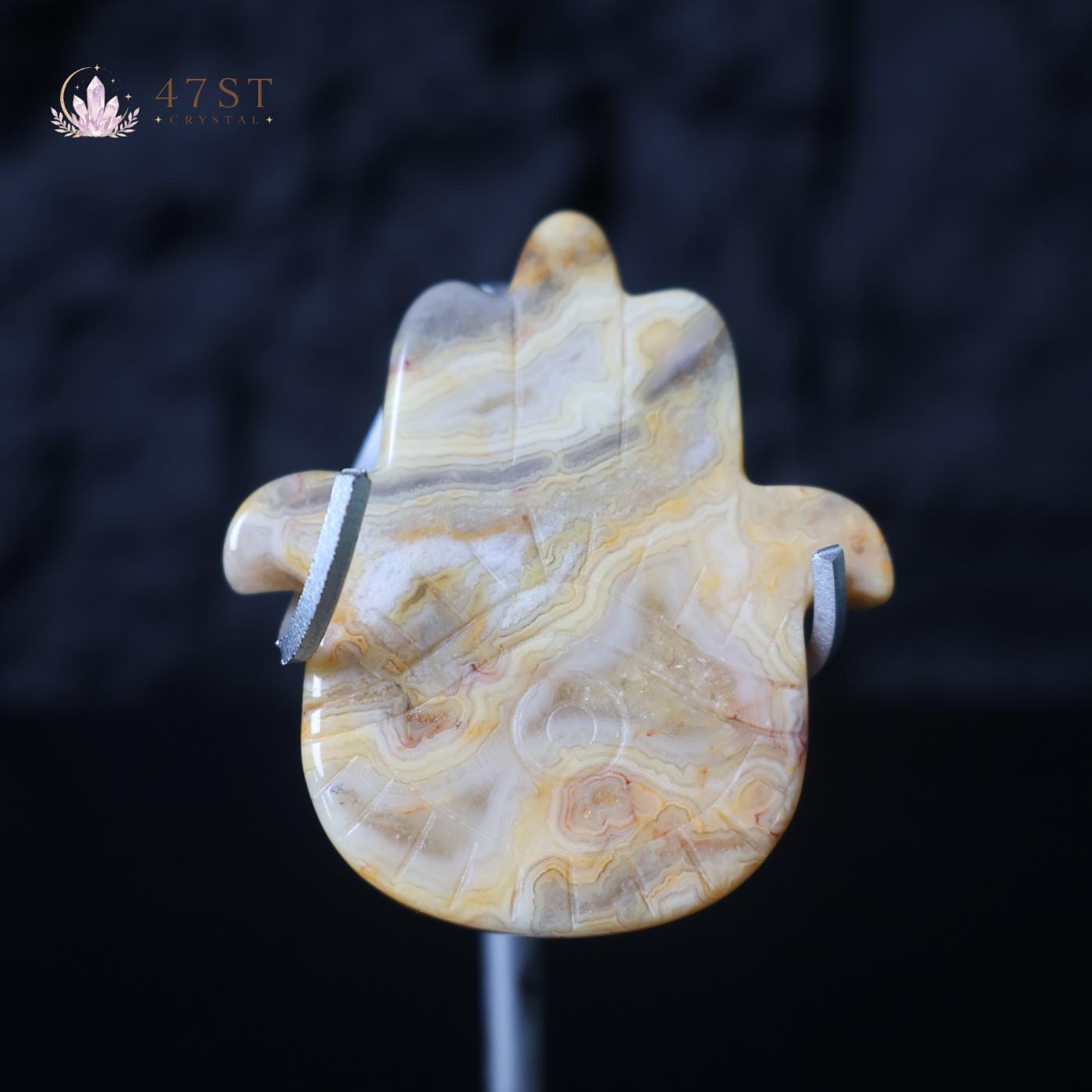 Crazy Lace Agate Hamsa Hand