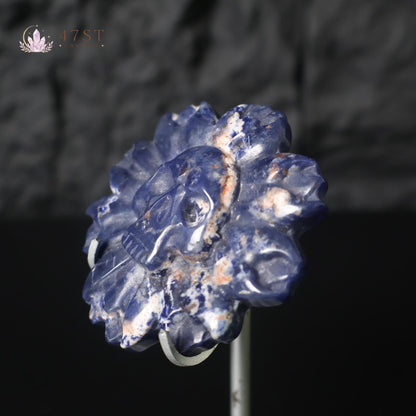 Sodalite Skull Flower Carving