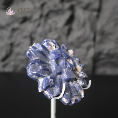 Sodalite Skull Flower Carving
