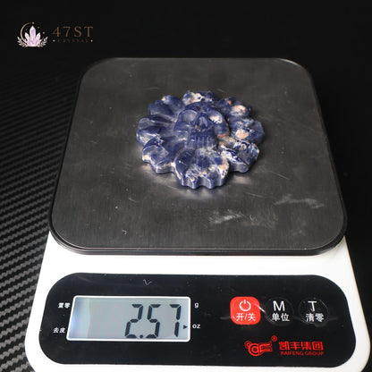 Sodalite Skull Flower Carving