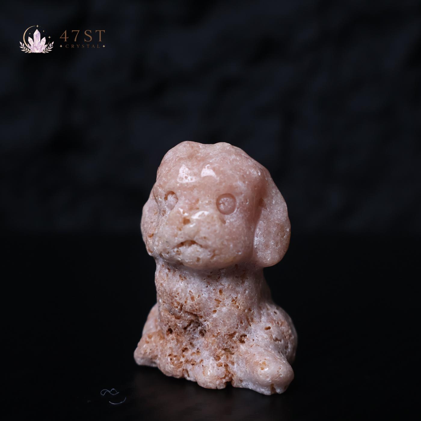 Pink Amethyst Dog Carving