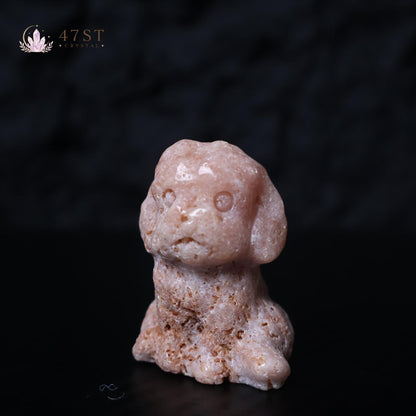 Pink Amethyst Dog Carving