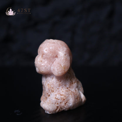 Pink Amethyst Dog Carving
