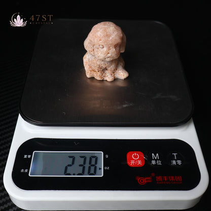 Pink Amethyst Dog Carving