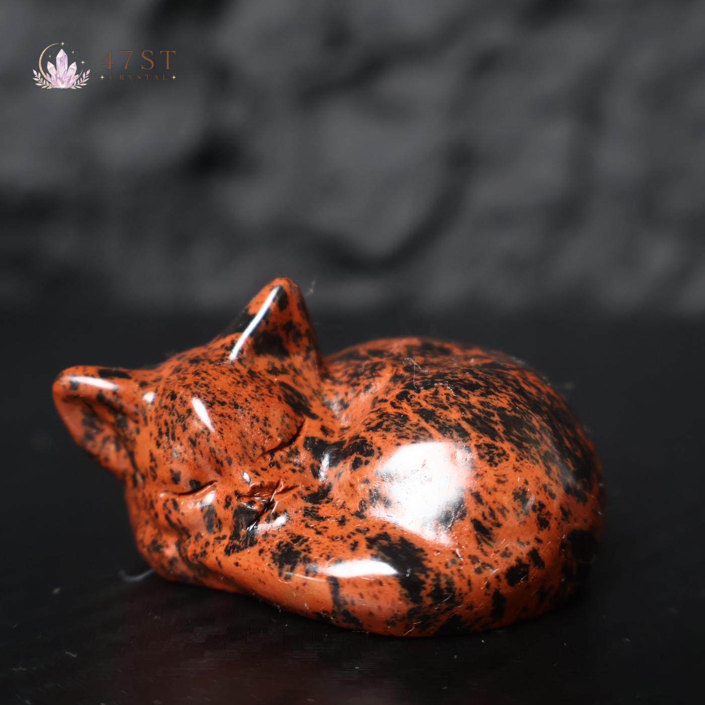 Red Obsidian Sleeping Cat