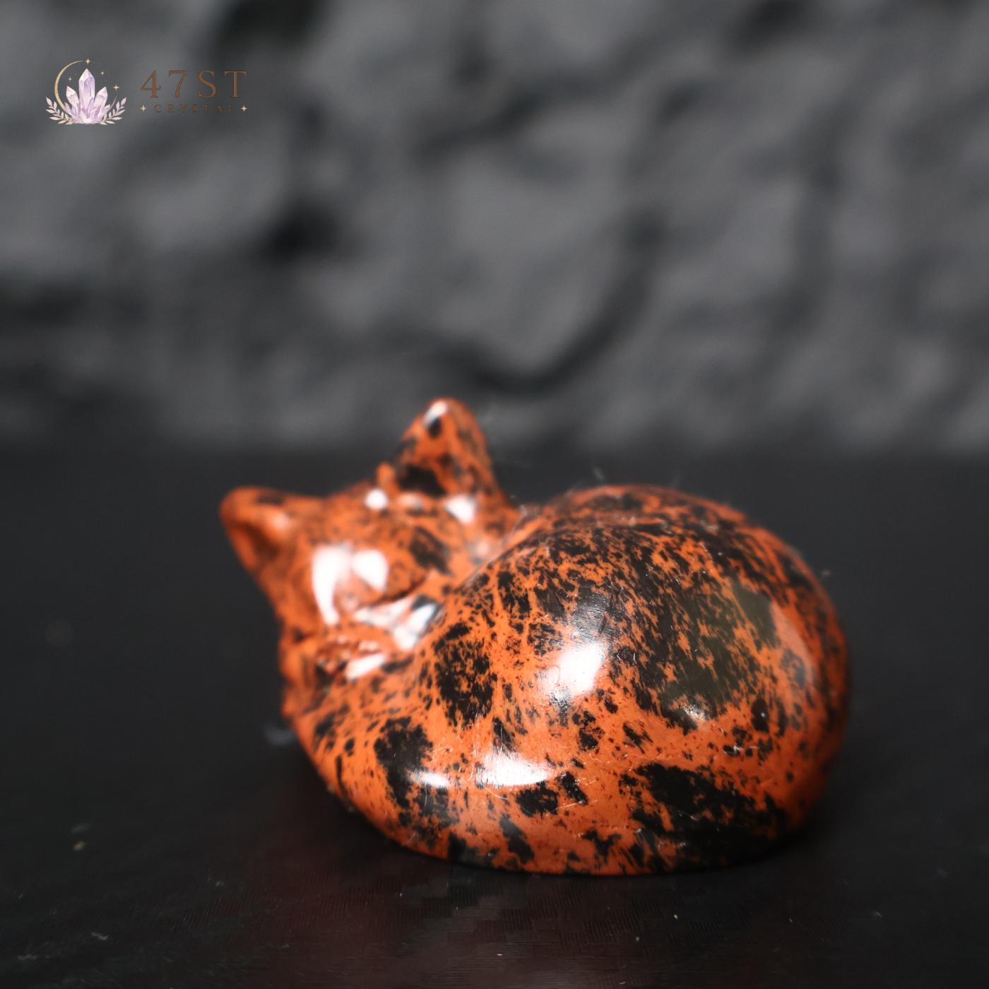 Red Obsidian Sleeping Cat