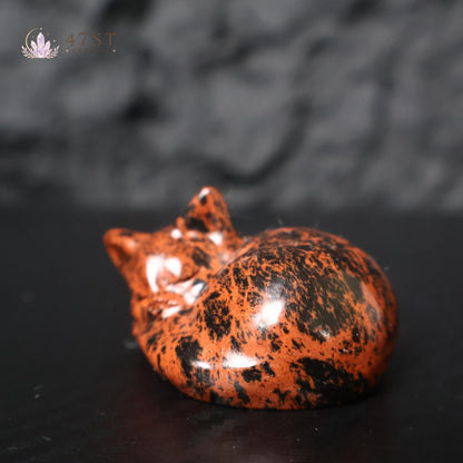 Red Obsidian Sleeping Cat