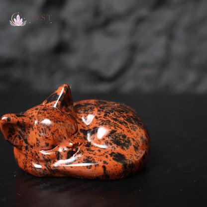 Red Obsidian Sleeping Cat