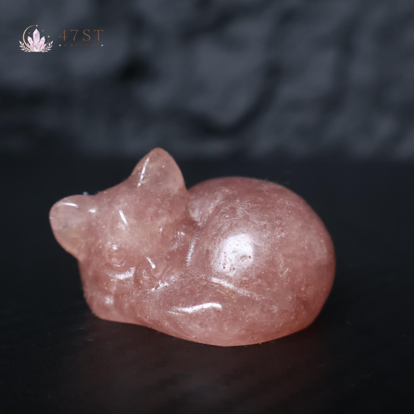 Strawberry Quartz Sleeping Cat