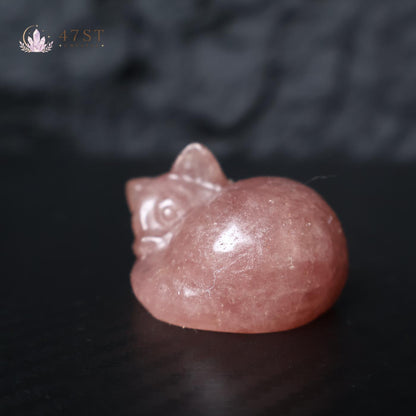 Strawberry Quartz Sleeping Cat