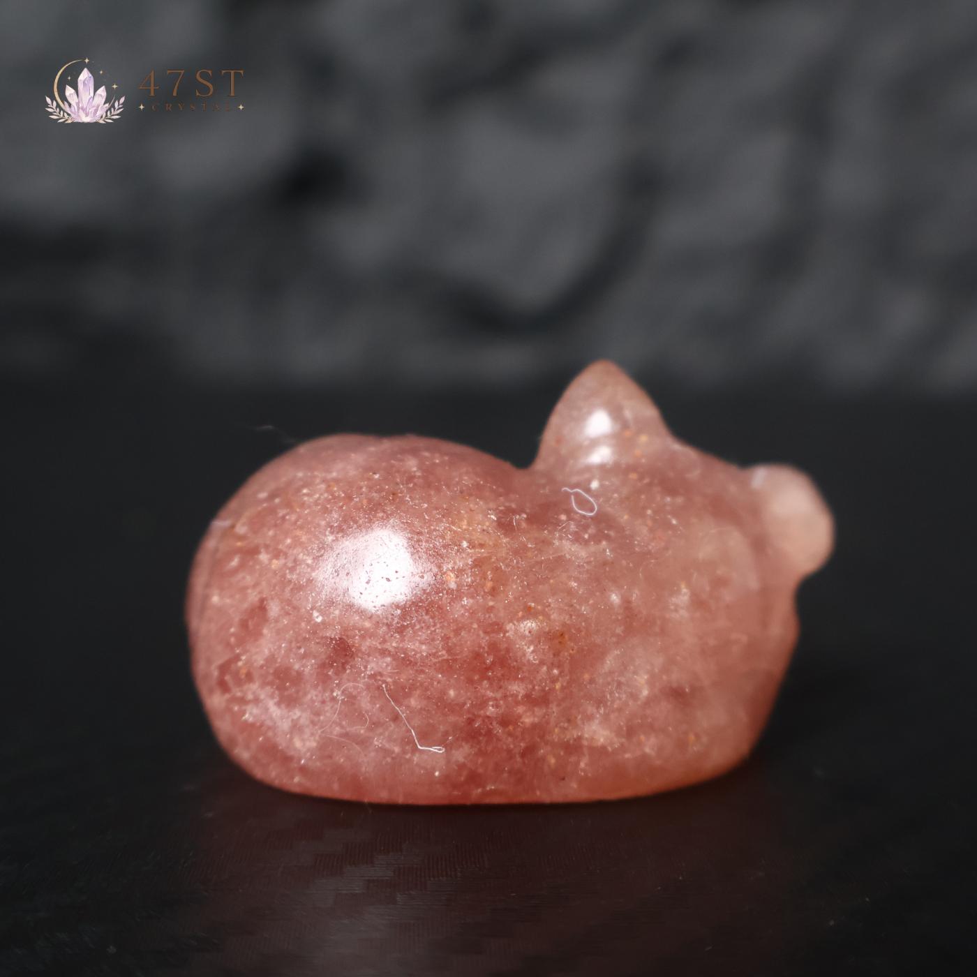 Strawberry Quartz Sleeping Cat