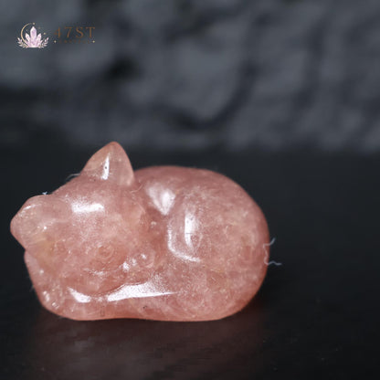 Strawberry Quartz Sleeping Cat