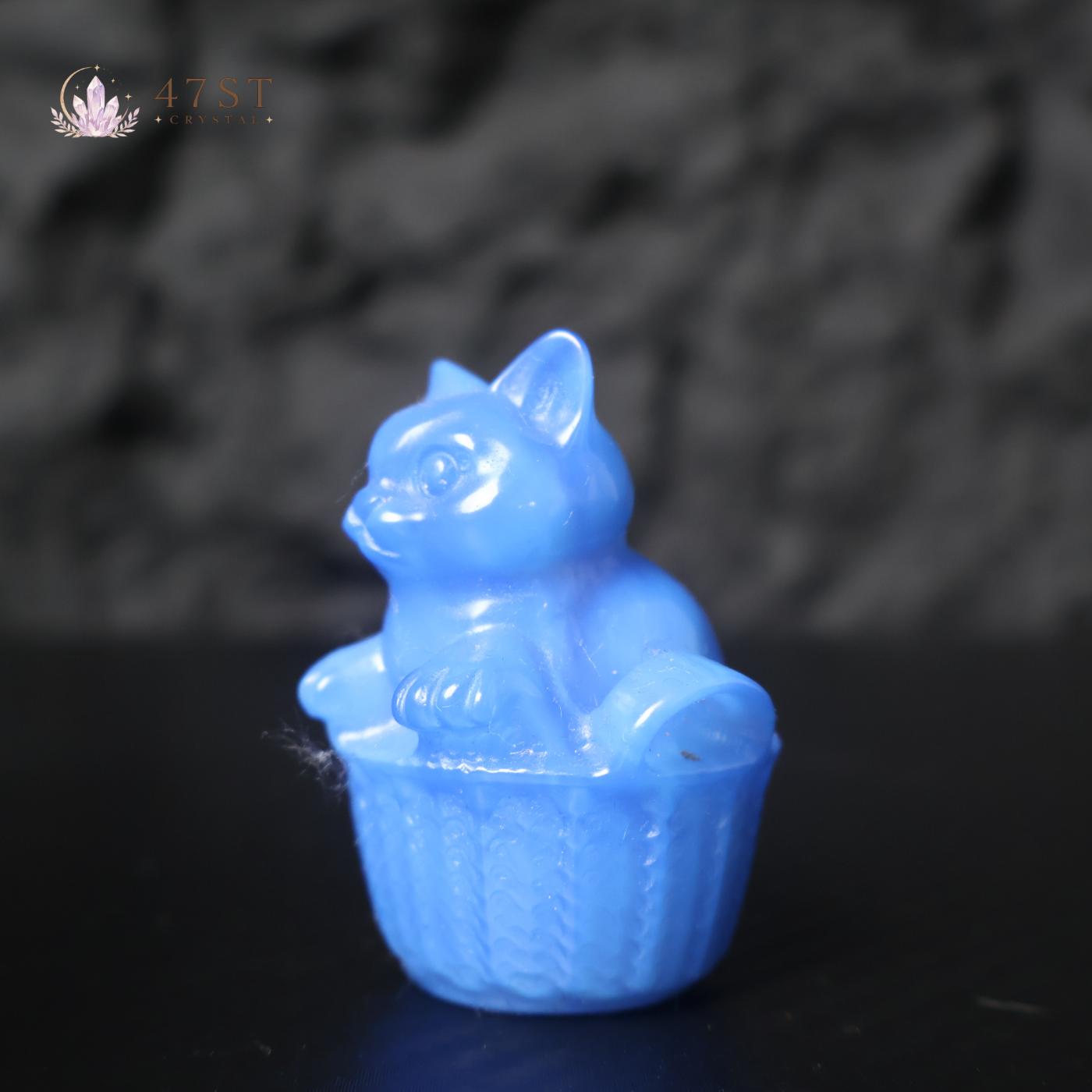 Blue Opalite Cat Carving