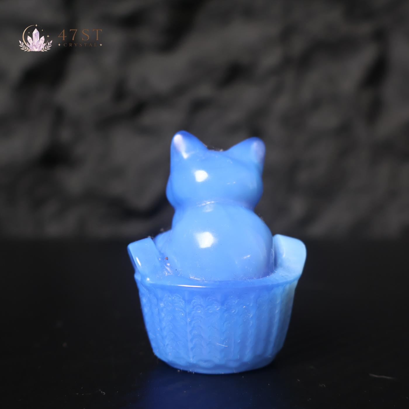 Blue Opalite Cat Carving