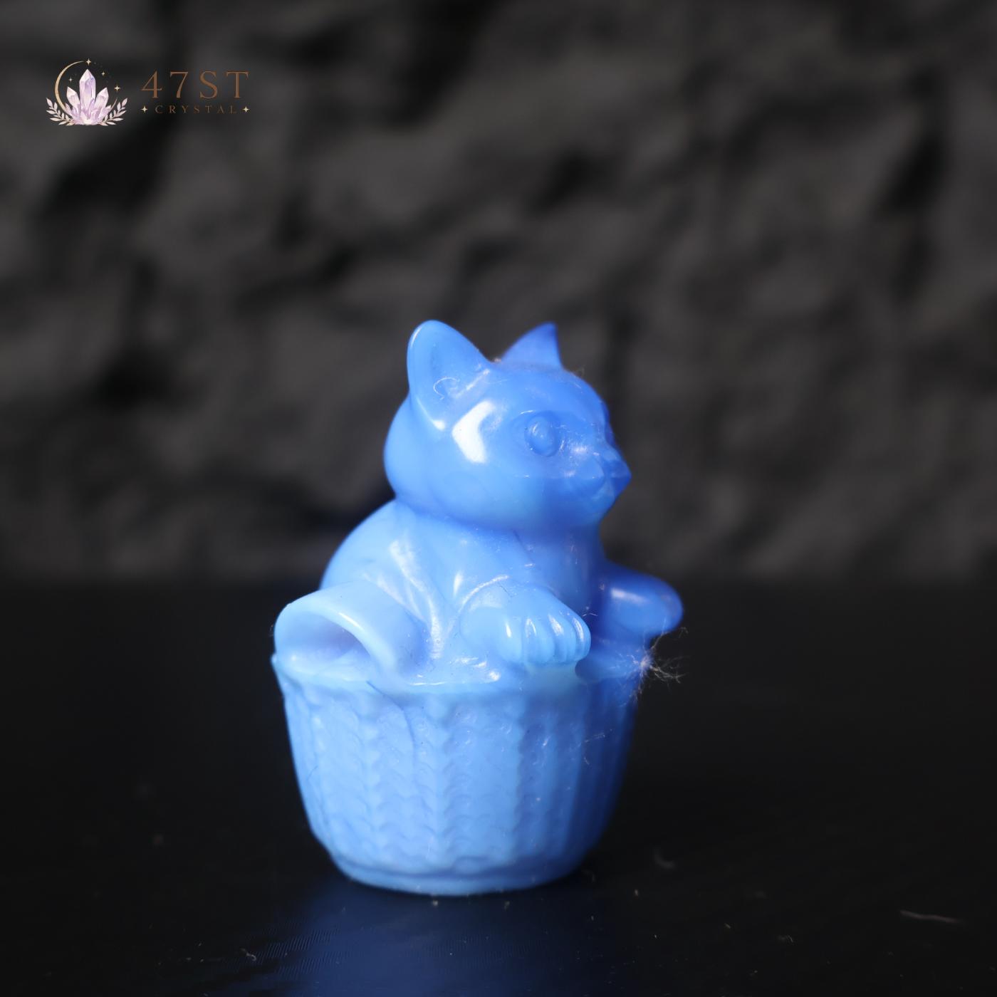 Blue Opalite Cat Carving