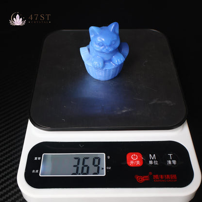 Blue Opalite Cat Carving