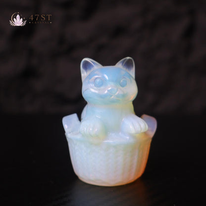 Opalite Cat Carving