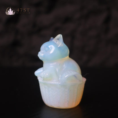 Opalite Cat Carving