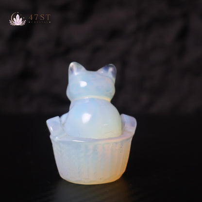 Opalite Cat Carving
