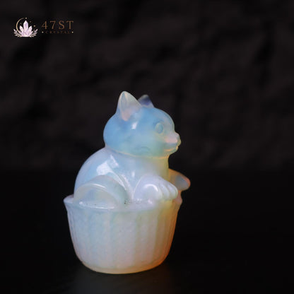 Opalite Cat Carving