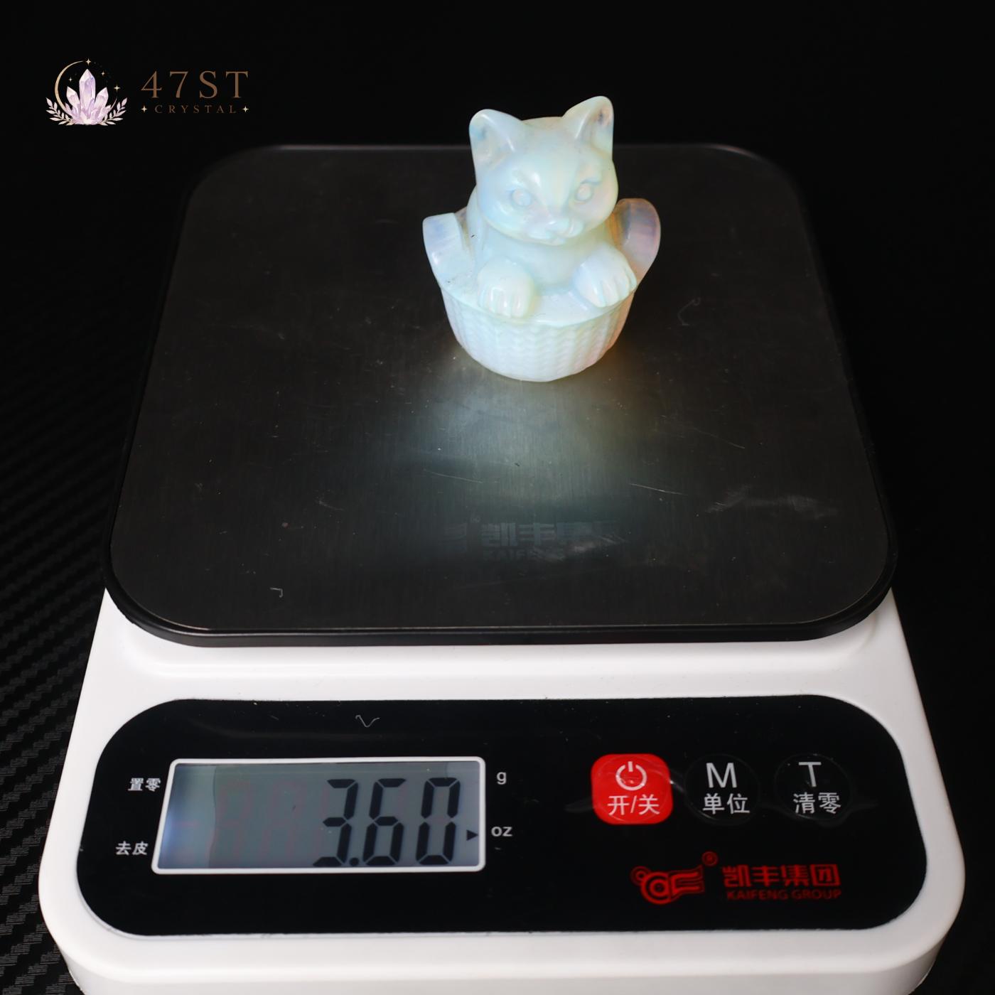 Opalite Cat Carving