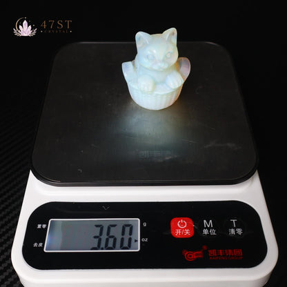 Opalite Cat Carving