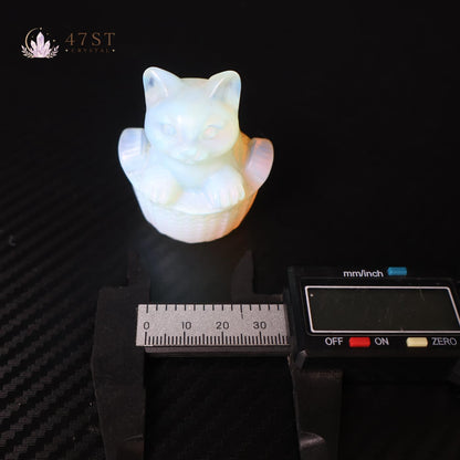 Opalite Cat Carving