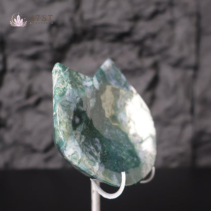 Moss Agate Cat Bowl