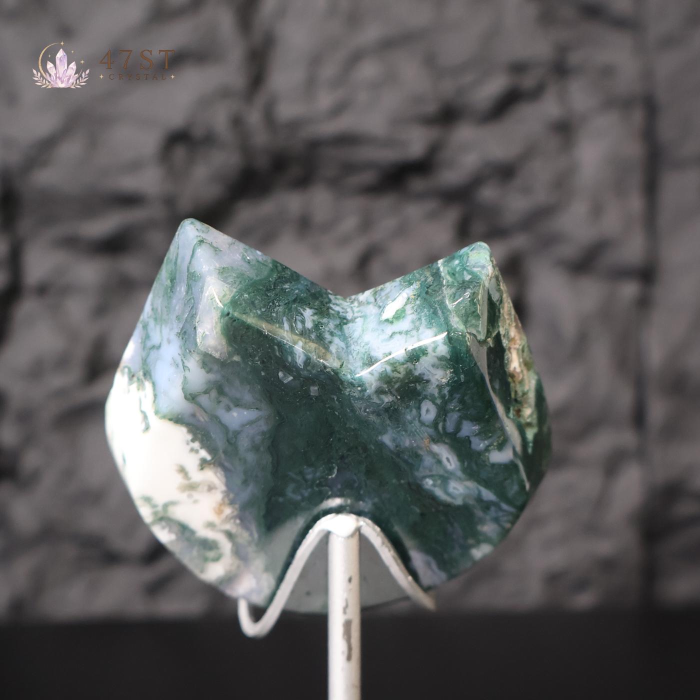 Moss Agate Cat Bowl