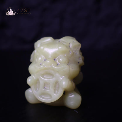 Green Jade Lucky Tiger Carving