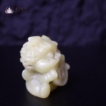Green Jade Lucky Tiger Carving