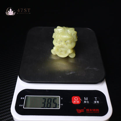 Green Jade Lucky Tiger Carving