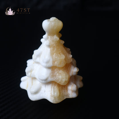 Orange Calcite Christmas Tree Carving
