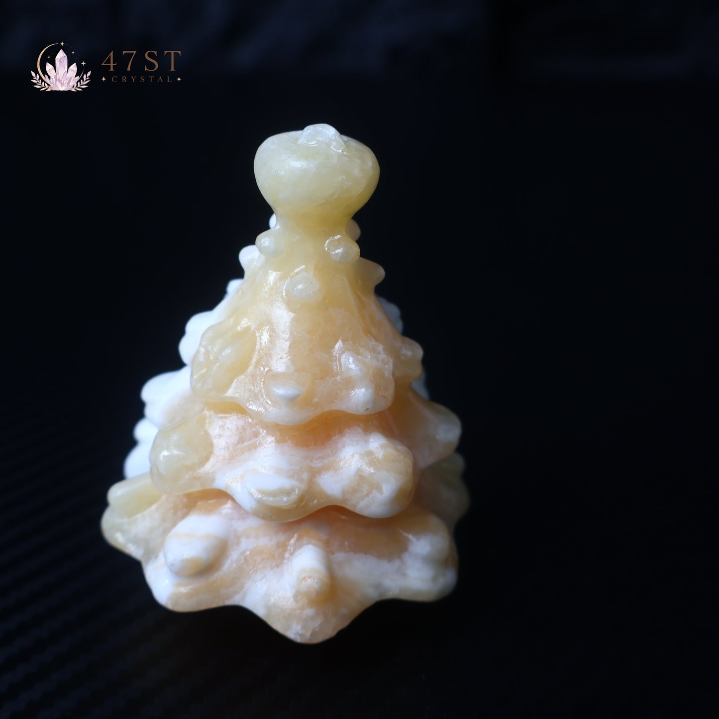 Orange Calcite Christmas Tree Carving