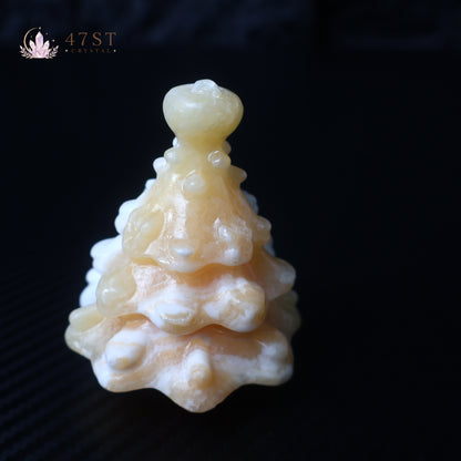 Orange Calcite Christmas Tree Carving