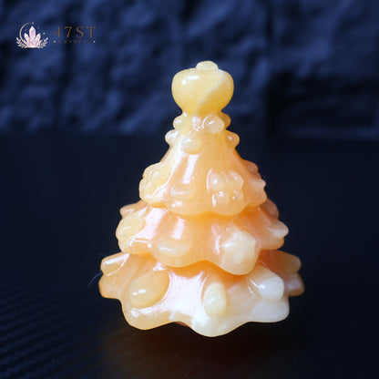 Orange Calcite Christmas Tree Carving