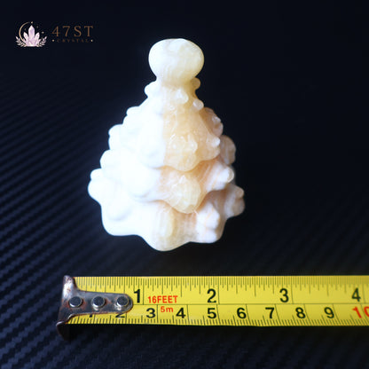 Orange Calcite Christmas Tree Carving