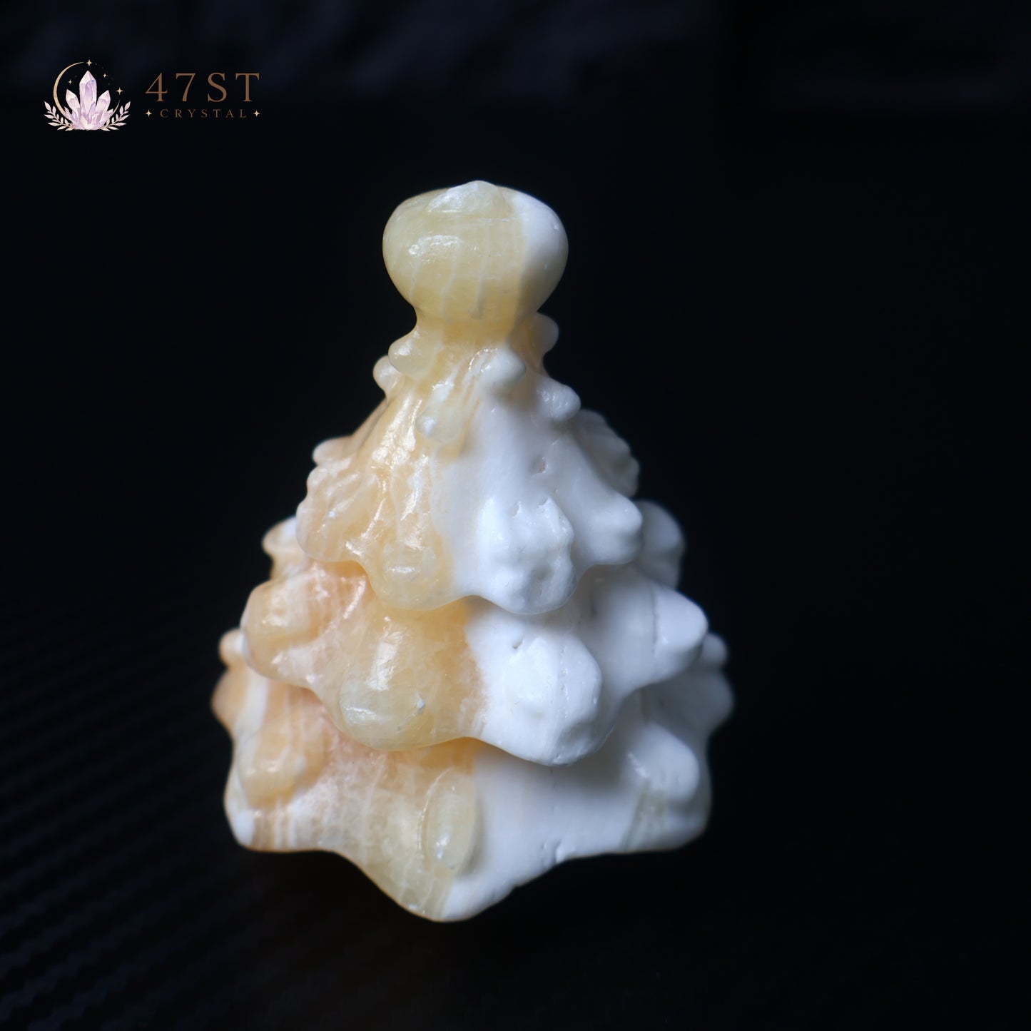 Orange Calcite Christmas Tree Carving