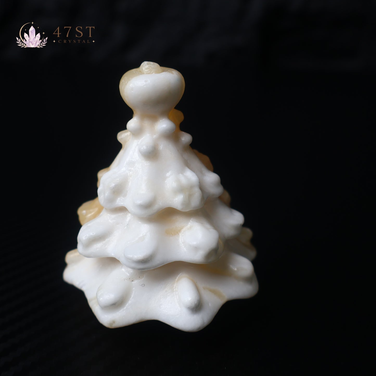Orange Calcite Christmas Tree Carving