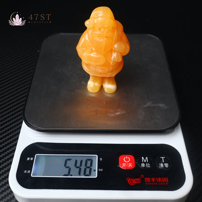 Orange Calcite Santa Claus Carving
