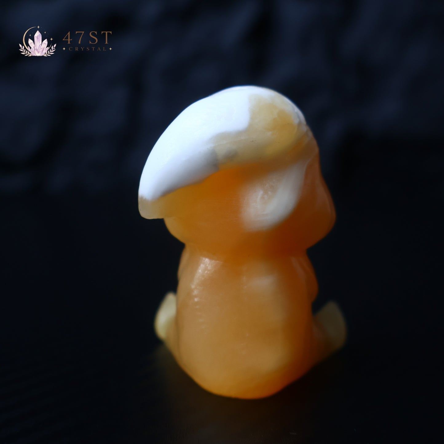 Orange Calcite Yoda Carving