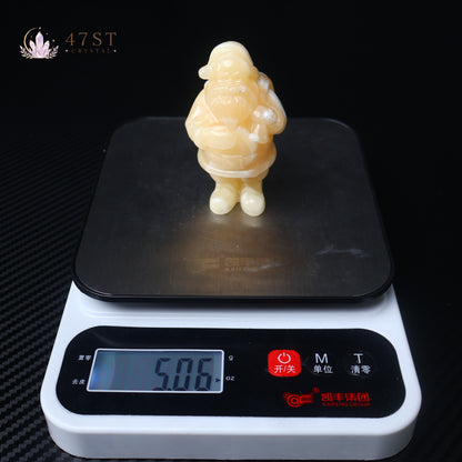 Orange Calcite Santa Claus Carving