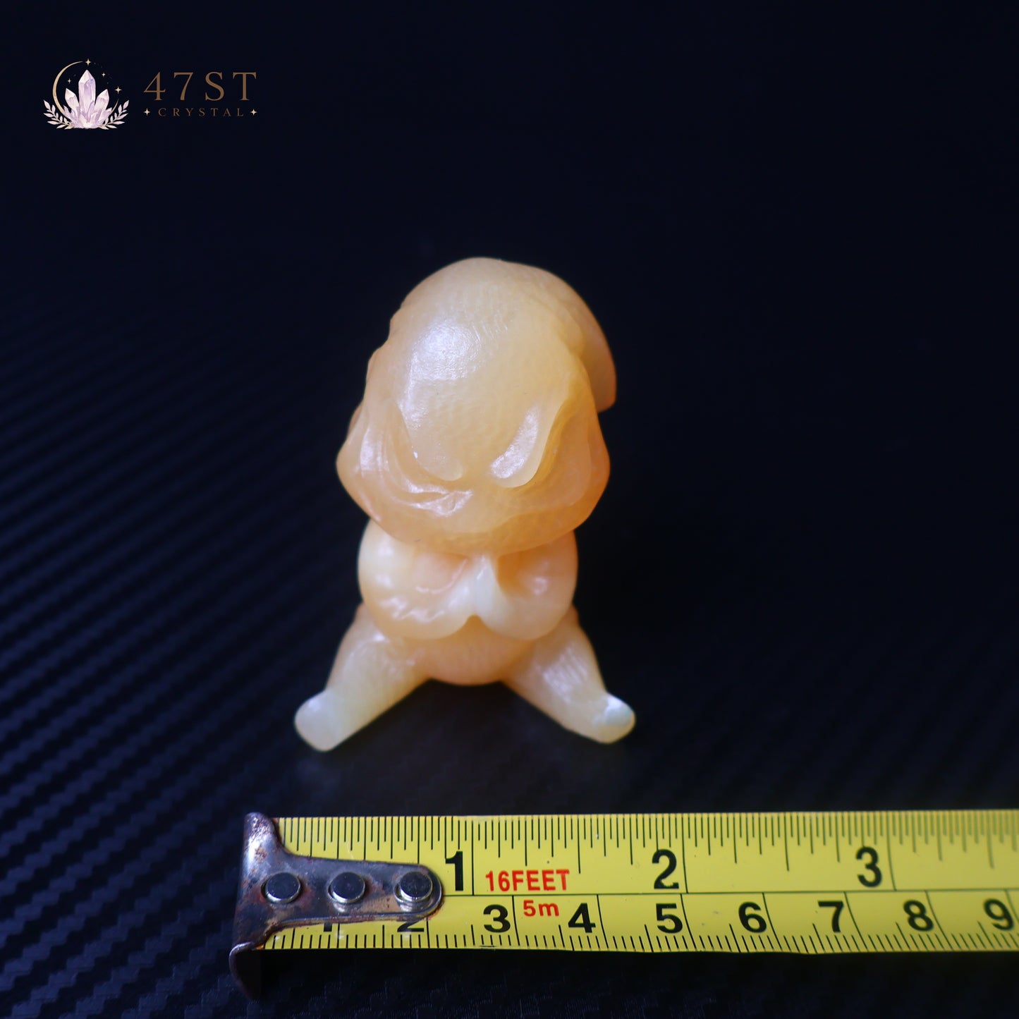 Orange Calcite Yoda Carving