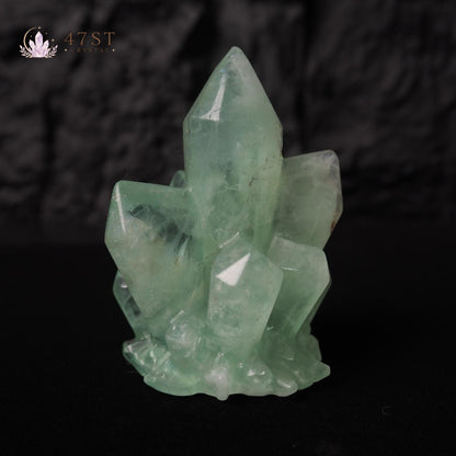 Green Fluorite Crystal Cluster Carving