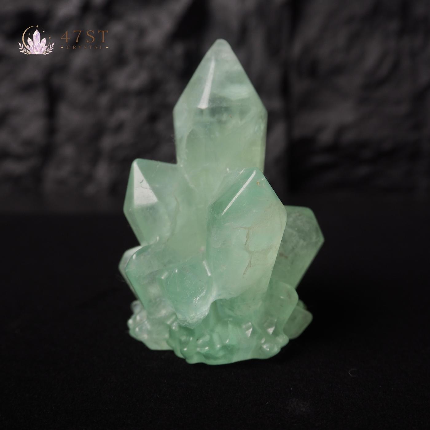 Green Fluorite Crystal Cluster Carving