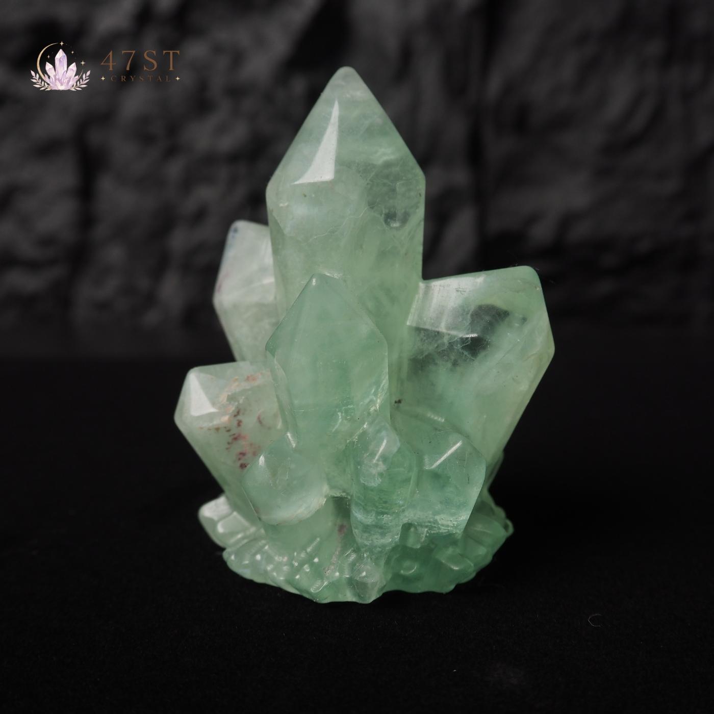 Green Fluorite Crystal Cluster Carving